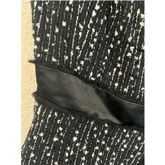 CH Carolina Herrera Dress Womens 6 Black White Tweed Sheath Satin Trim V410-CH - Picture 5 of 11